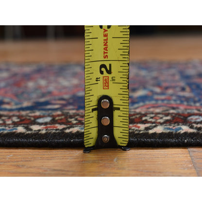 2'X2'10" Blue Antique Zoroastrian Sarouk Hand Knotted 100% Wool Mat Rug