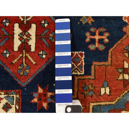 4'1"X5'10" Yale Blue Antique North West Zoroastrian Wool Hand Knotted Rug