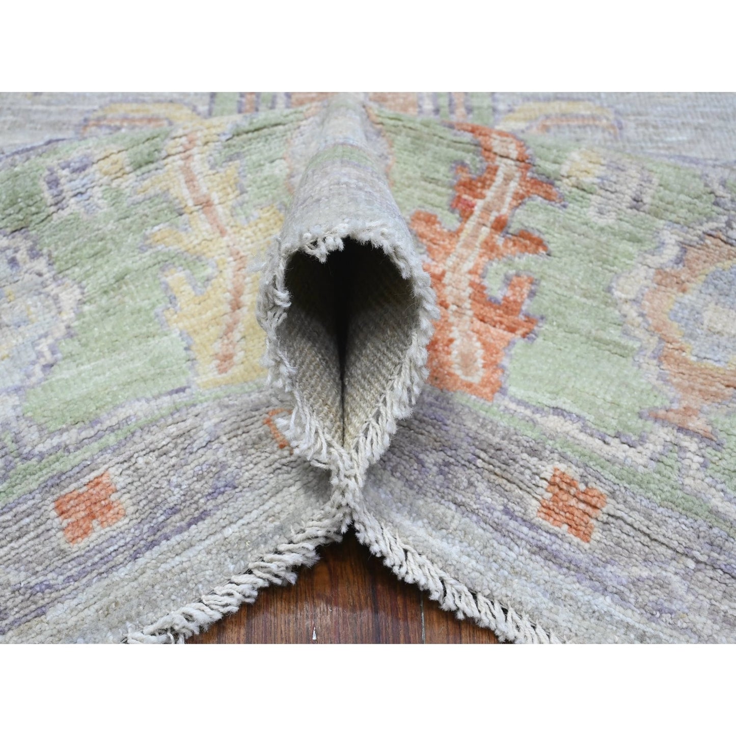 8'10"X12' Platinum Gray Afghan Angora Oushak Natural Dyes Oriental Rug