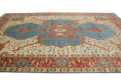 9X12 Ft Handmade Wool Indo-Viss Rug Vintage Style