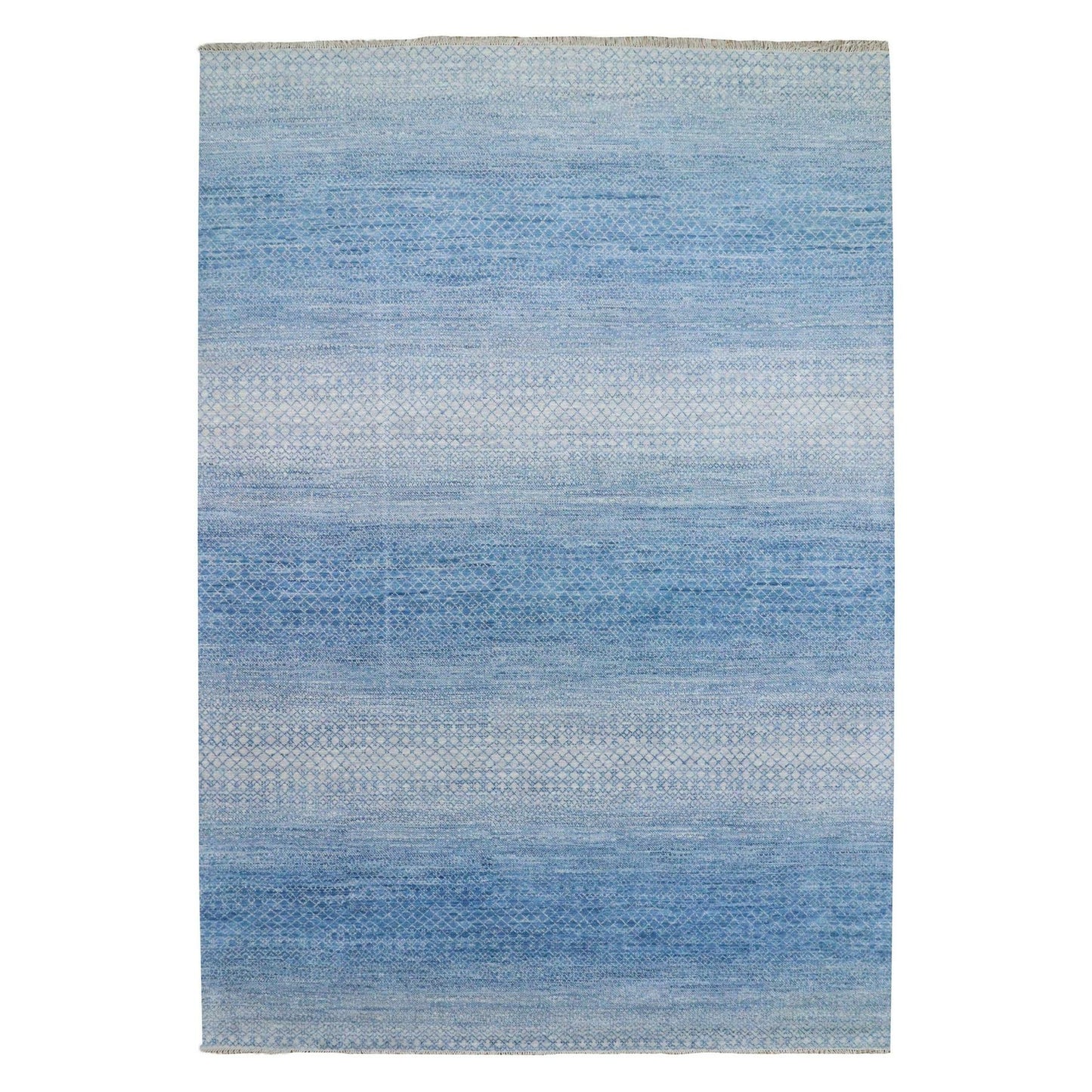 10'X14'4" Blue Pure Wool Hand Knotted Modern Chiaroscuro Collection Rug