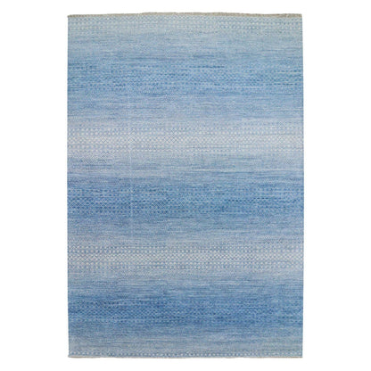10'X14'4" Blue Pure Wool Hand Knotted Modern Chiaroscuro Collection Rug