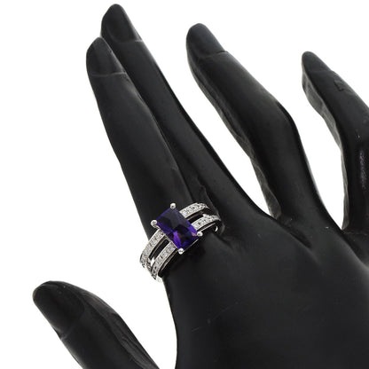 1.87Ct Amethyst Diamond Ring K18 White Gold  8.5G