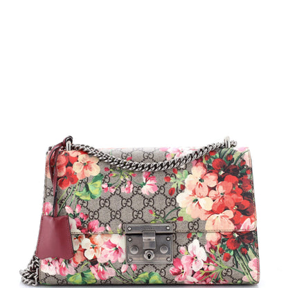 Gucci Padlock Shoulder Bag Blooms Print Gg Coated Canvas Medium