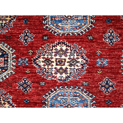 6'1"X8'10" Toreador Red Afghan Hand Knotted Super Kazak Wool Oriental Rug
