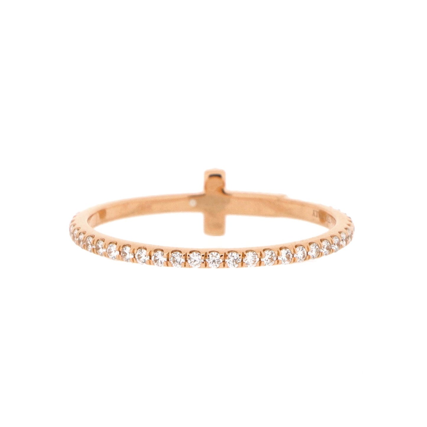 Tiffany & Co. T Wire Band Ring 18K Rose Gold With Pave Diamonds