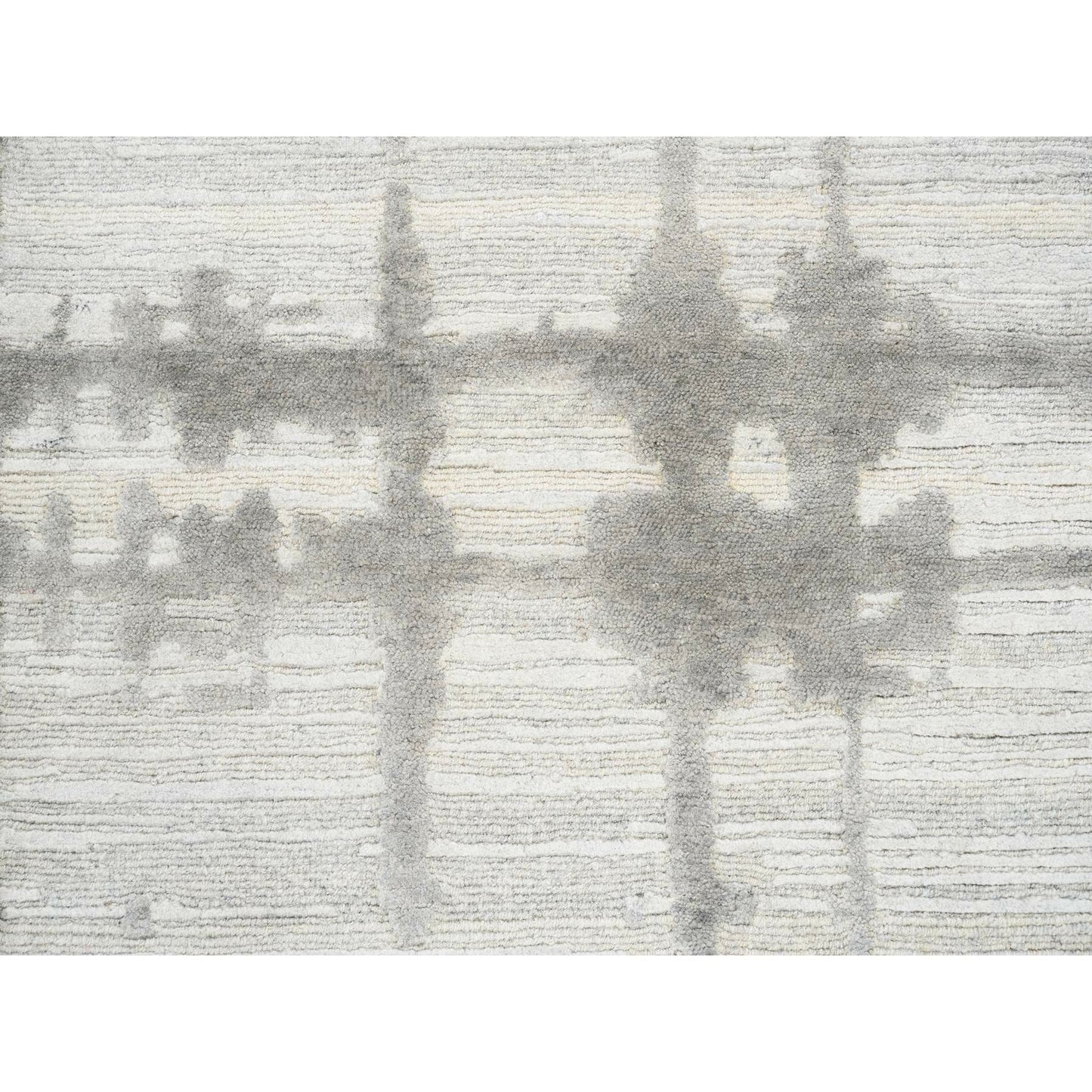 2'1"X3'1" Ivory Hand Spun Undyed Natural Wool Hand Knotted Mat Rug