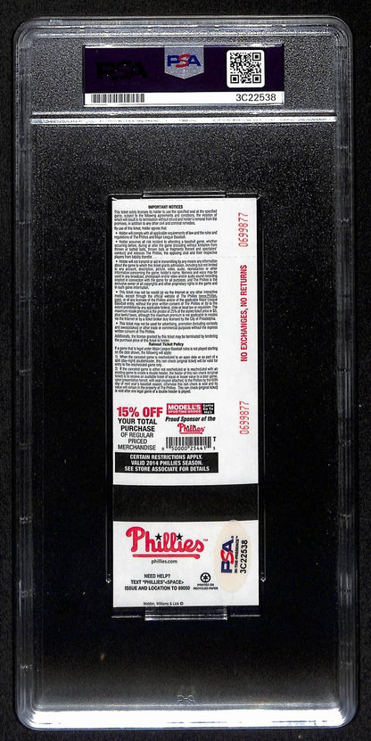 Jimmy Rollins Signed/Auto Full Ticket 6/14/2014