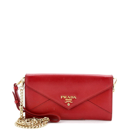 Prada Envelope Wallet On Chain Saffiano Leather