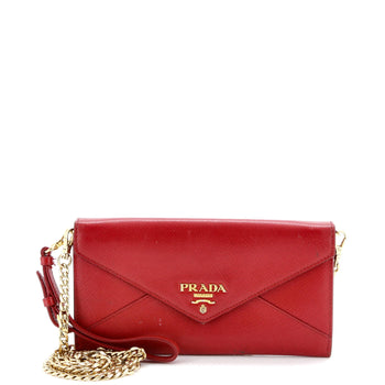 Prada Envelope Wallet On Chain Saffiano Leather