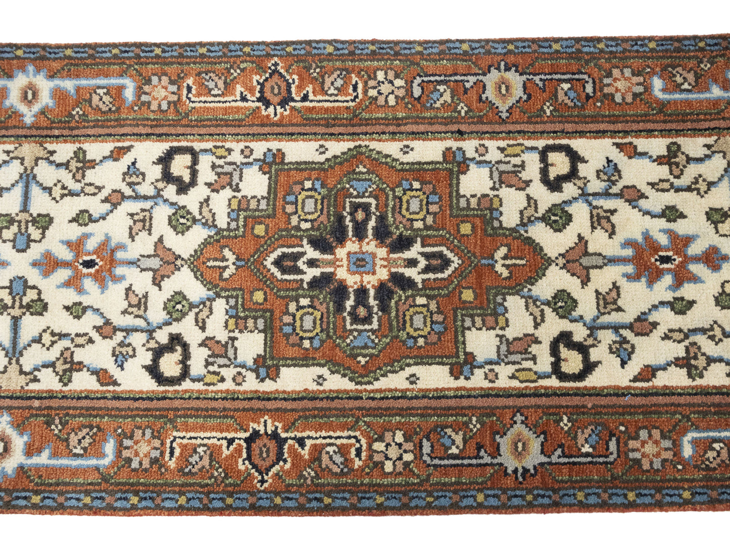 Oversized Heriz Serapi Floral Runner Hand-Knotted