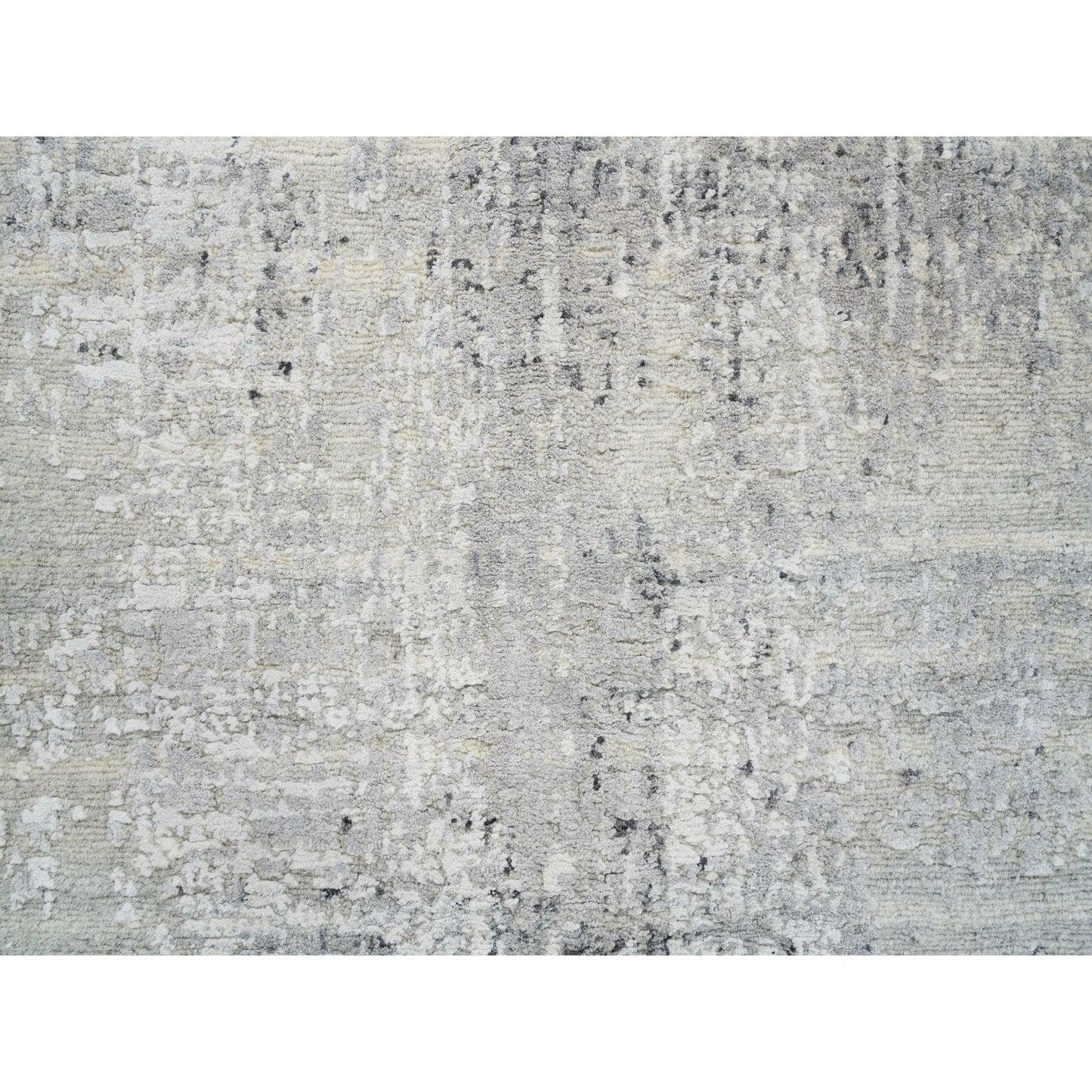 2'6"X10'1" Gray Modern Hand Spun Natural Wool Hand Knotted Runner Rug