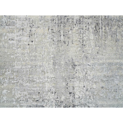 2'6"X10'1" Gray Modern Hand Spun Natural Wool Hand Knotted Runner Rug