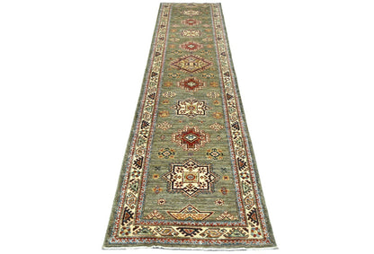 Kazak Oriental Runner Rug Geometric Design