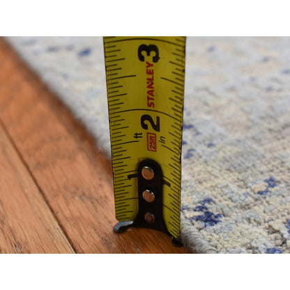 3'X4'10" Blue Cypress Trees Design Silk With Wool Hand Knotted Rug