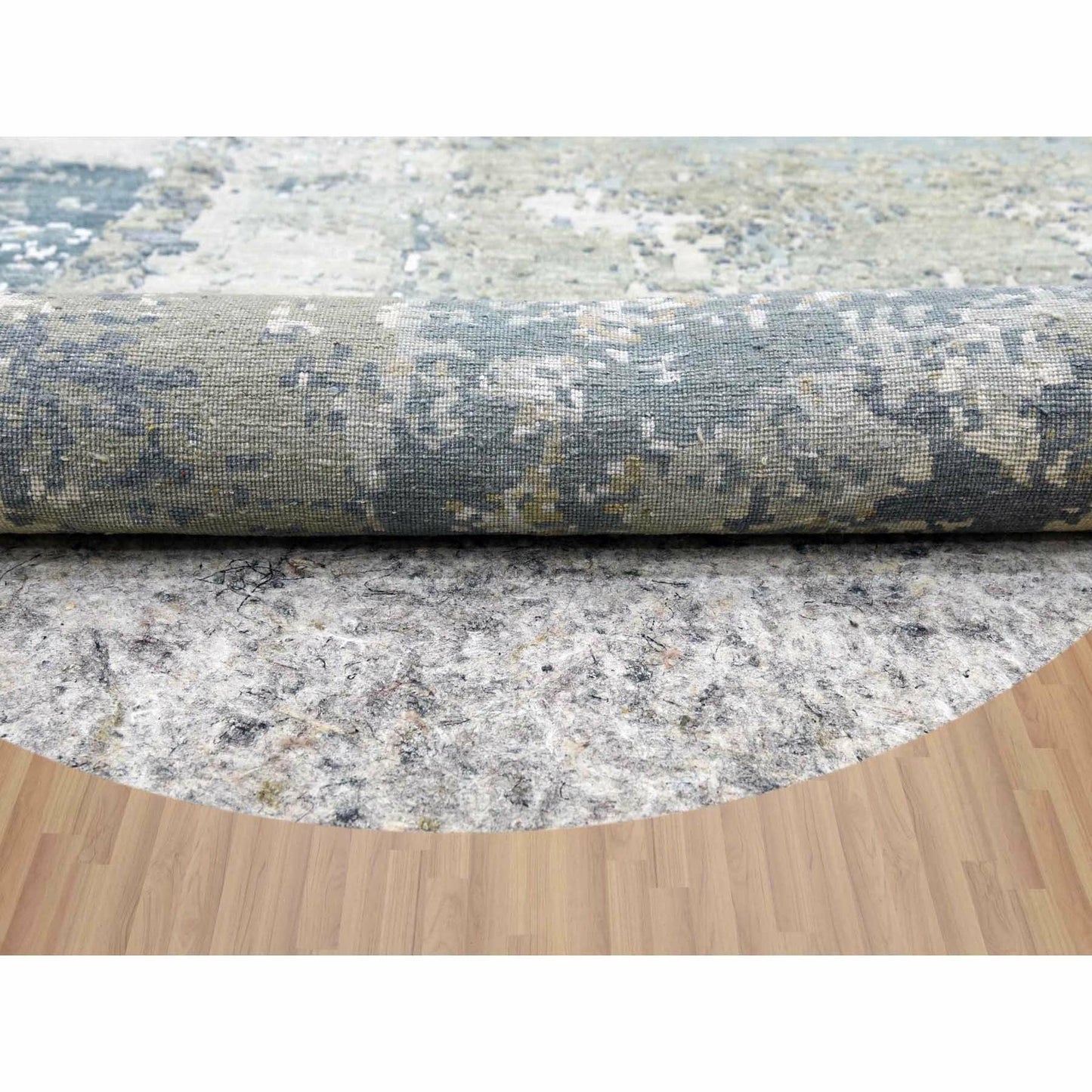 8'5"X8'5" Gray Abstract Design Hand Knotted Wool Round Oriental Rug