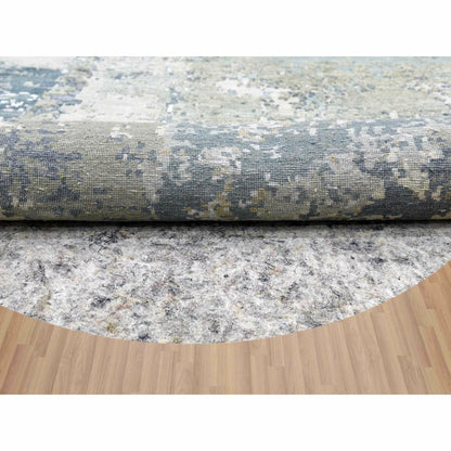 8'5"X8'5" Gray Abstract Design Hand Knotted Wool Round Oriental Rug