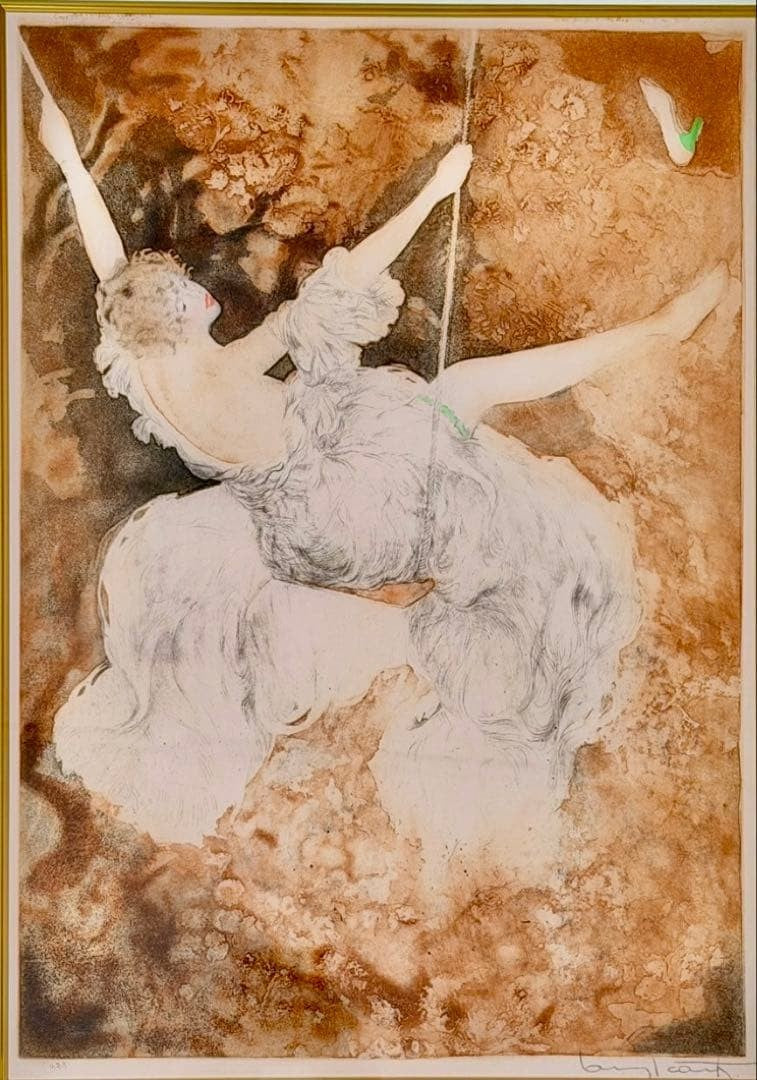 Hand Signed Louis Icart Framed Etching Aquatint 1928 Numbered The Swing