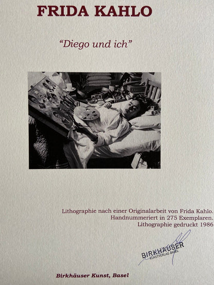 Frida Kahlo Lithograph 'Diego And I' Coa Numbered