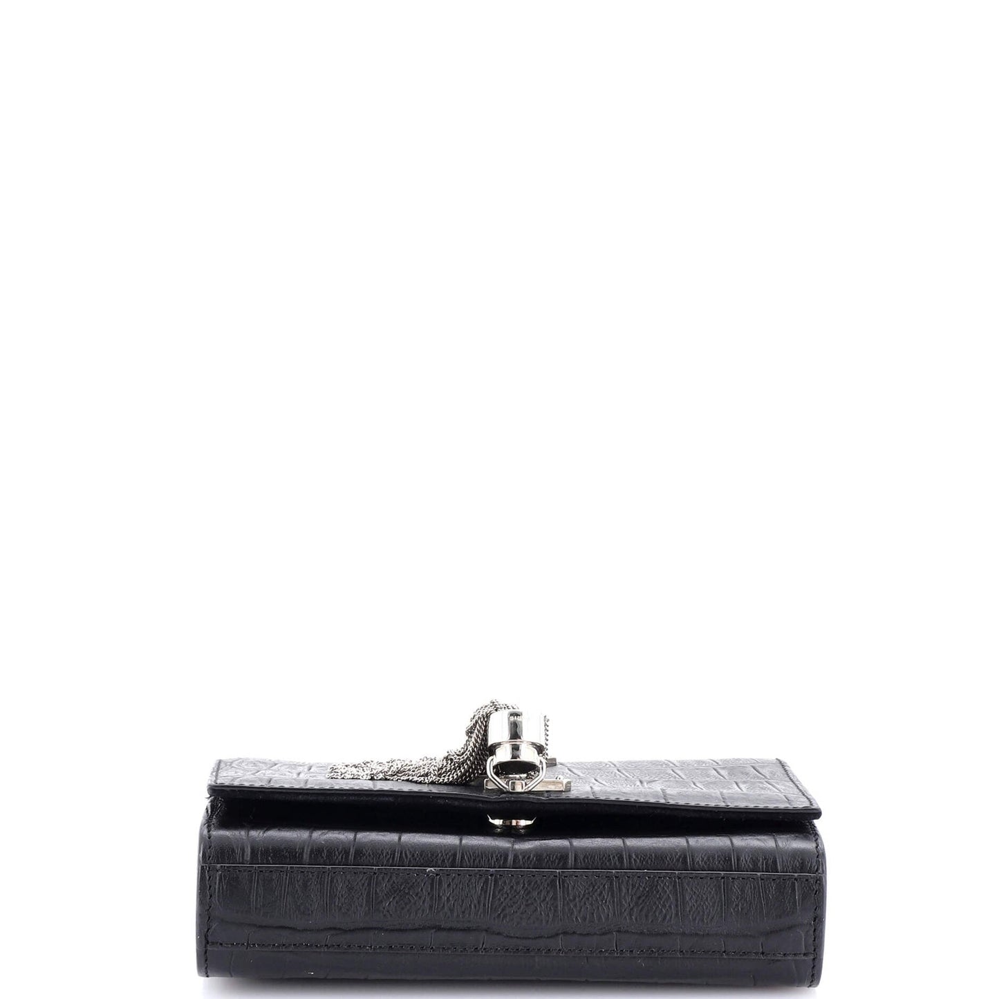 Saint Laurent Classic Monogram Tassel Crossbody Bag Crocodile Embossed Leather