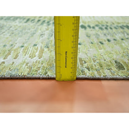 2'6"X8'2" Green Crocodile Safari Design 100% Silk Hand Knotted Runner Rug