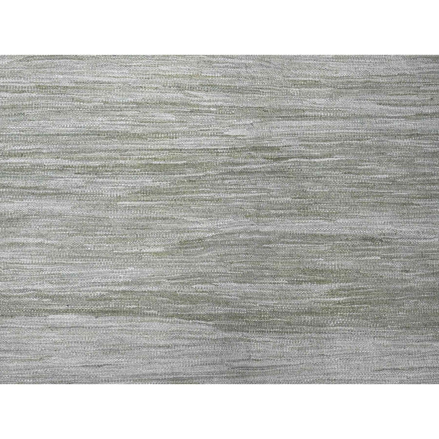 9'1"X12' Laurel Green Solid Design Flat Weave Hand Spun Wool Oriental Rug