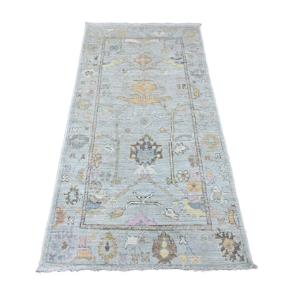 3'1"X6' Coin Gray Afghan Angora Oushak Leaf Design Hand Knotted Wool Rug