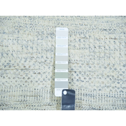 2'6"X6' Gray Hand Knotted Grass Design Modern Undyed Wool Runner Rug