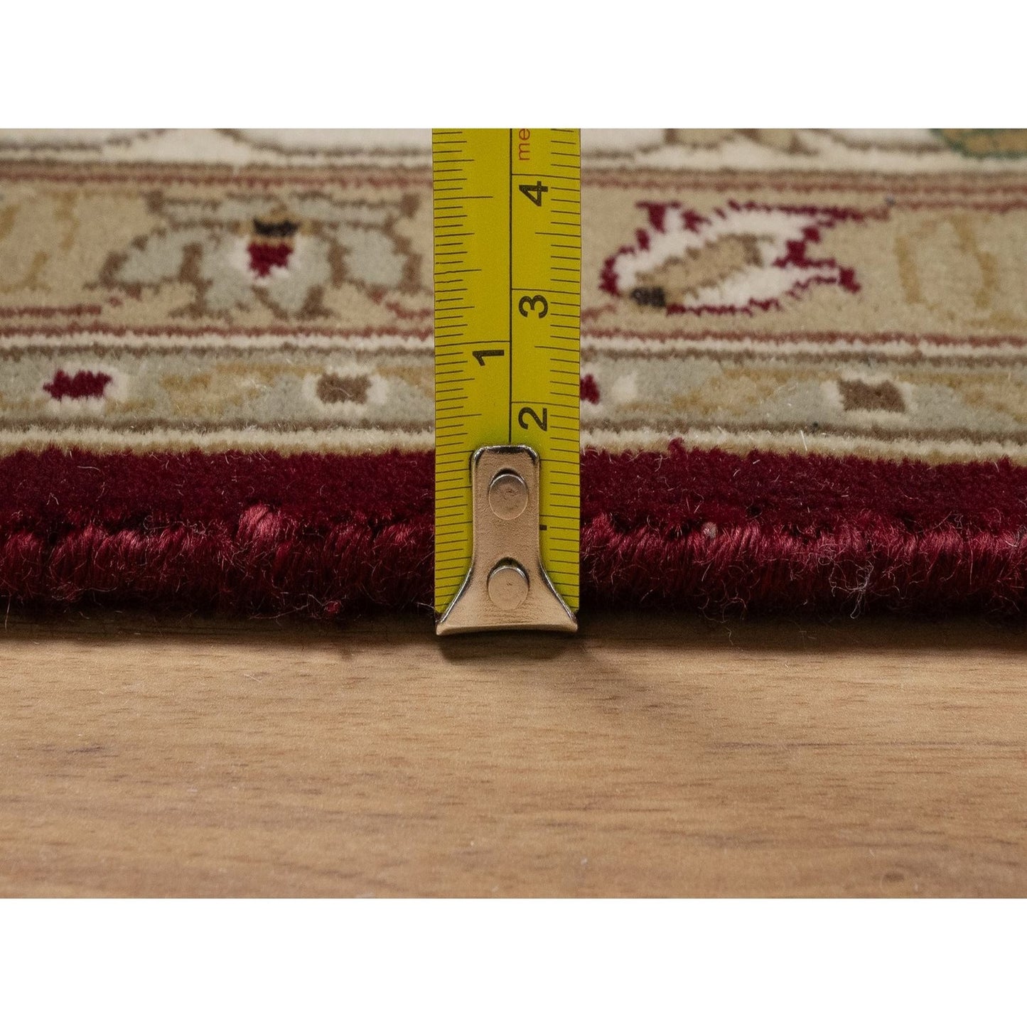 5'9"X8' Merlot Red Hand Knotted Rug Wool And Silk Indo Tebraz 300 Kpsi