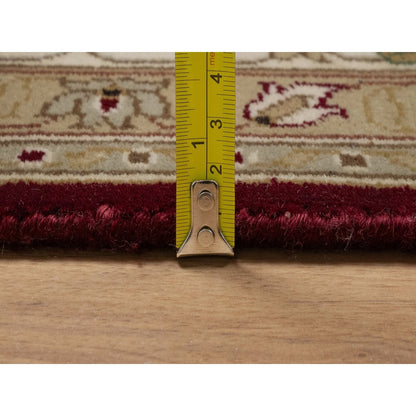 5'9"X8' Merlot Red Hand Knotted Rug Wool And Silk Indo Tebraz 300 Kpsi