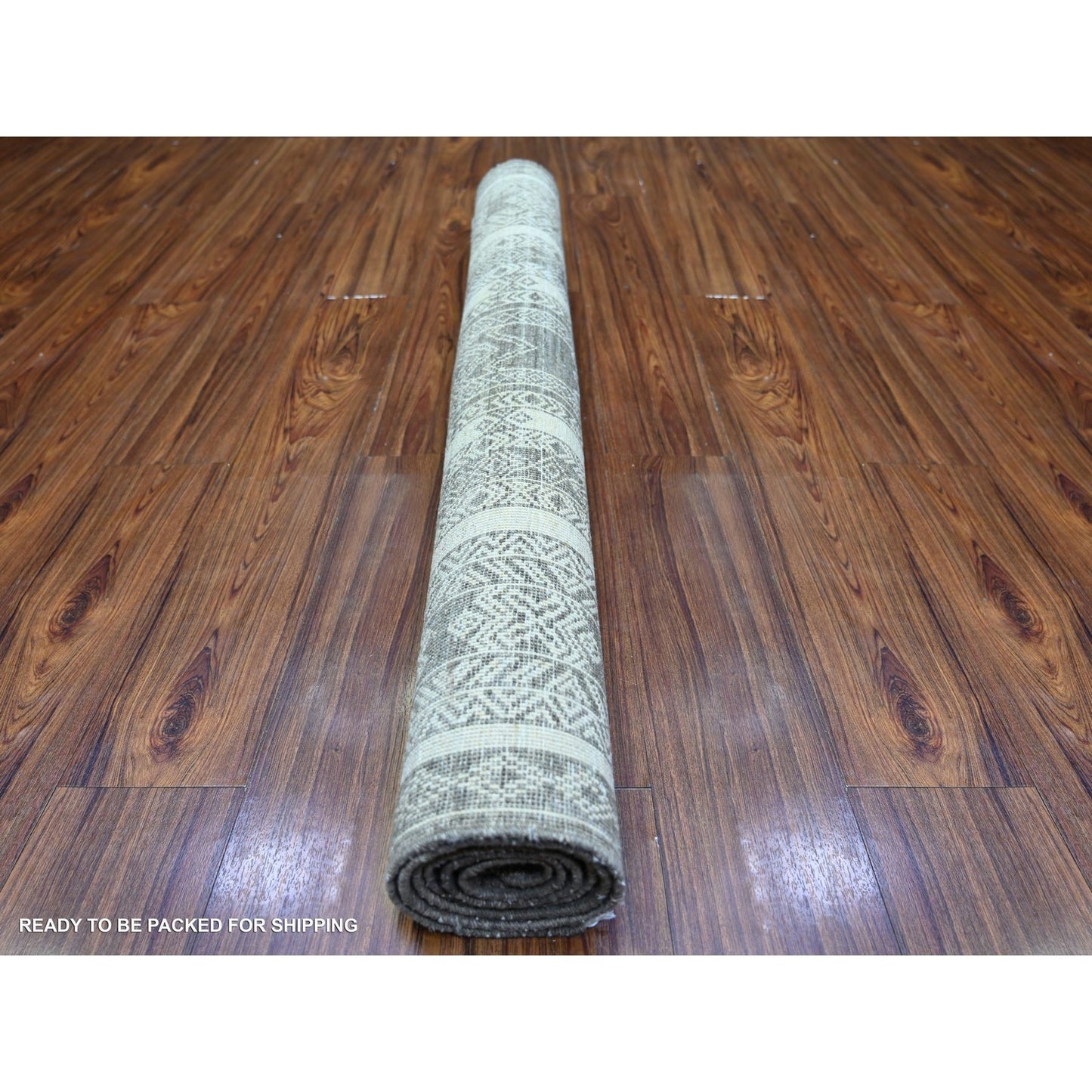 4'X5'9" Taupe Brown Finer Peshawar Wool Hand Knotted Oriental Rug