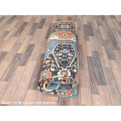 8'X9'6" Coral Orange Afghan Peshawar Heris Wool Hand Knotted Rug