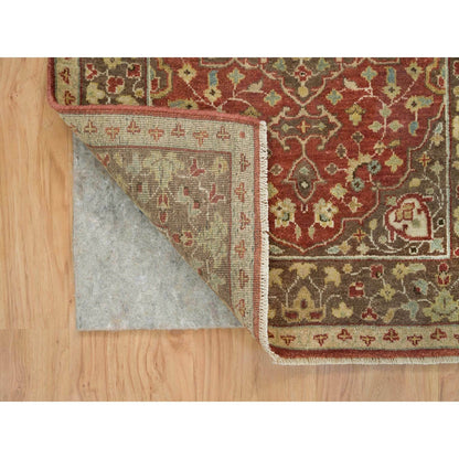 2'6"X8'3" Rust & Brown Antiqued Haji Design Hand Knotted Wool Runner Rug