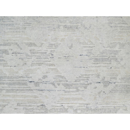 2'6"X15'9" Gray Undyed Natural Wool Hand Knotted Modern Xl Runner Rug