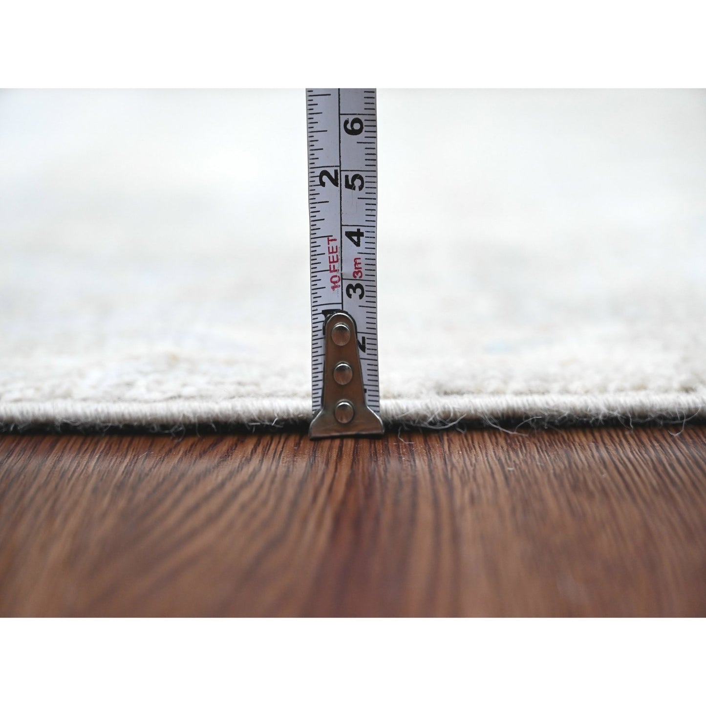 4'1"X5'10" Fossil Gray Hand Knotted Afghan Angora Oushak 100% Wool Rug