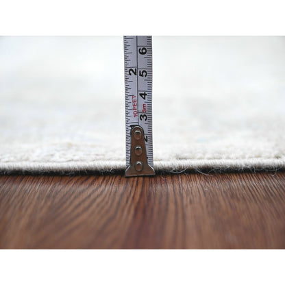 4'1"X5'10" Fossil Gray Hand Knotted Afghan Angora Oushak 100% Wool Rug