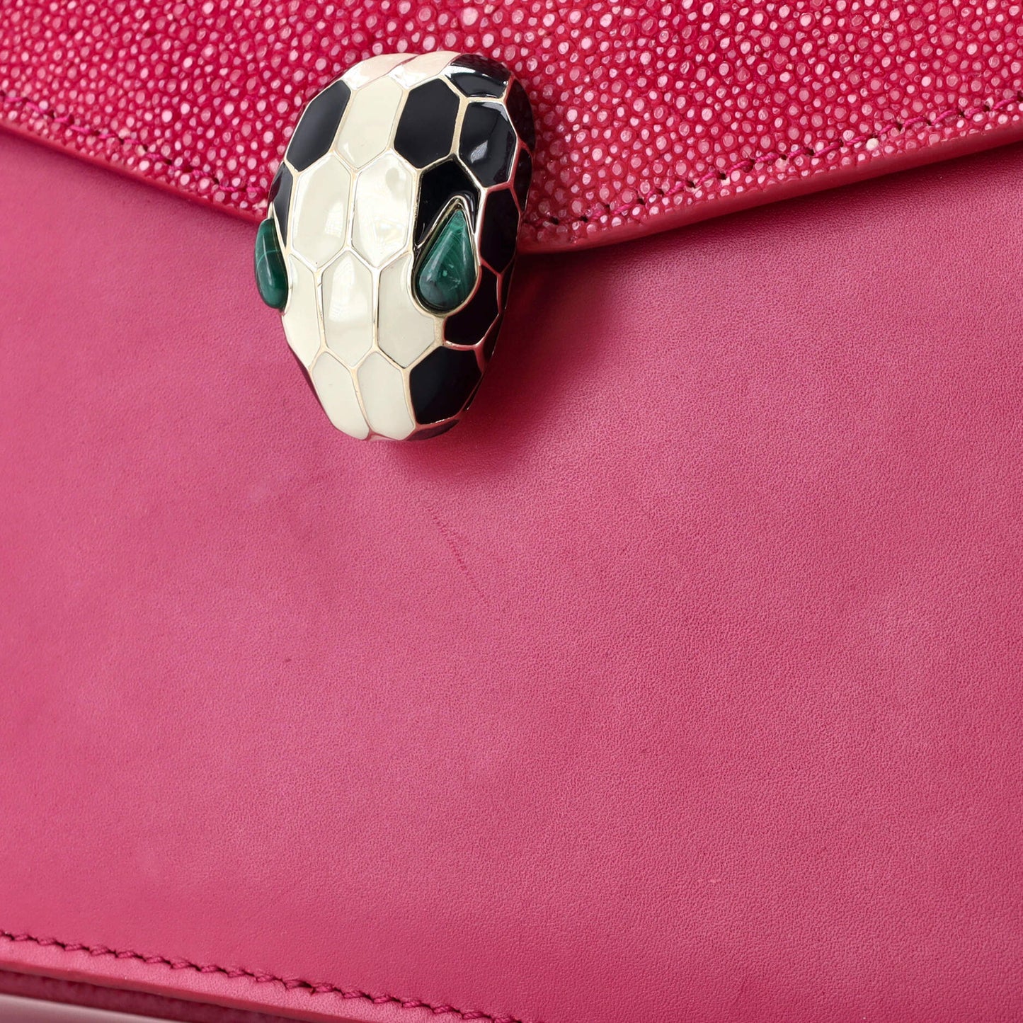 Bvlgari Serpenti Forever Square Shoulder Bag Leather And Stingray Small