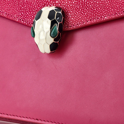 Bvlgari Serpenti Forever Square Shoulder Bag Leather And Stingray Small