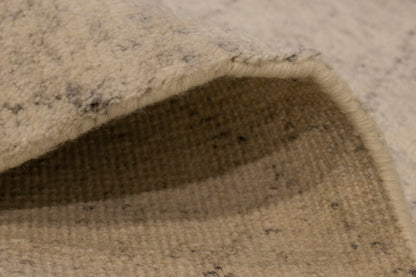 Hand-Knotted Beige Geometric Moroccan Rug Plush