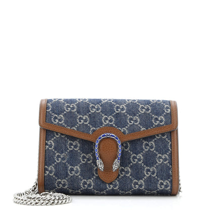 Gucci Dionysus Chain Wallet Gg Denim Small