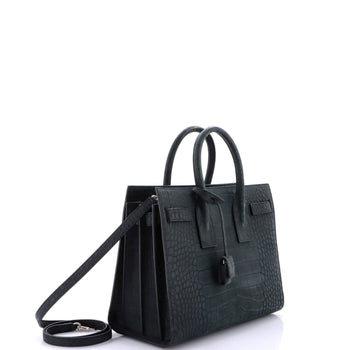 Saint Laurent Sac De Jour Nm Bag Crocodile Embossed Leather Small