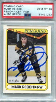 Mark Recchi 1990 O-Pee-Chee #280 Psa Auto Gem Mt