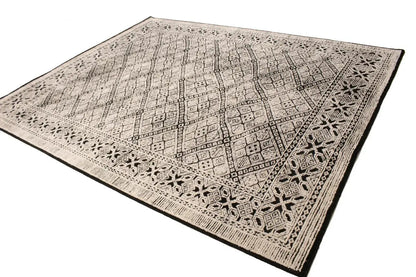 8X10 Modern Oriental Rug Geometric Design with High-Low Relief Decor Carpet