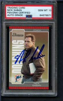 2005 Bowman Rookie Nick Saban #73 Card Signed