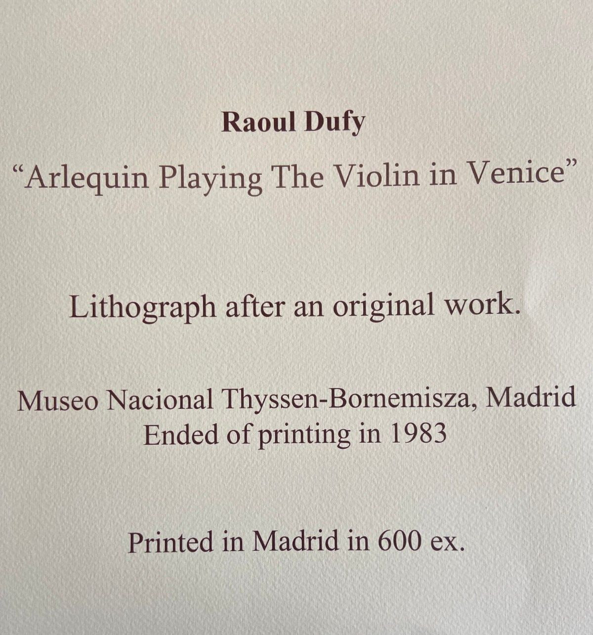 Raoul Dufy Lithograph 1983 Coa Museum Numbered