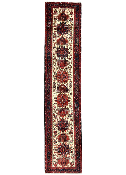 Vintage Hand-Knotted Tribal Runner Rug Wool