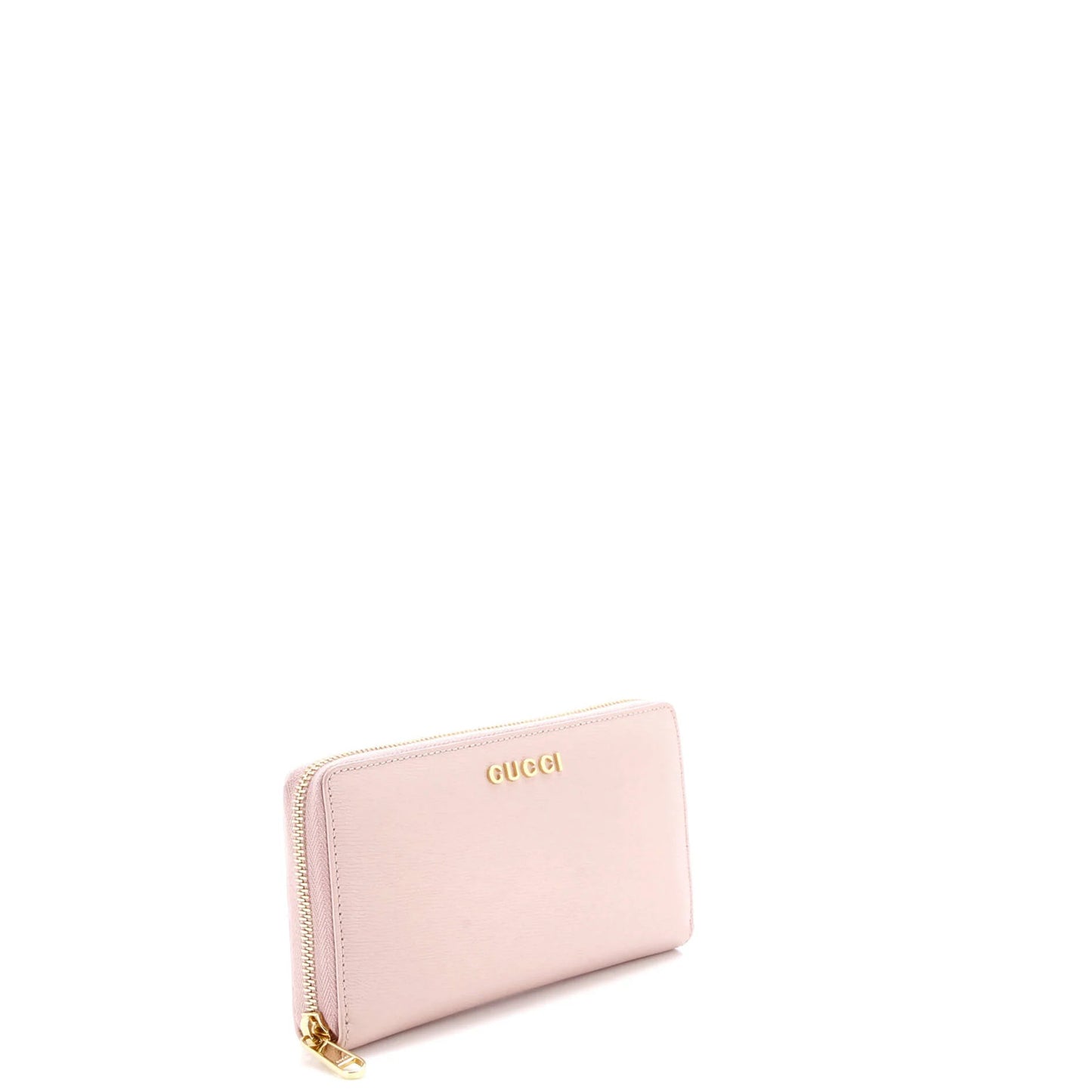 Gucci Logo Script Zip Around Wallet Leather