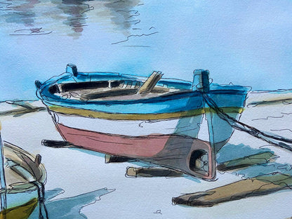 Aldo Riso "Gallipoli" 60X80 Unique Watercolor Authenticated