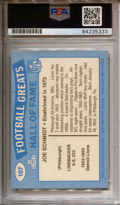 Joe Schmidt Swell Football Greats Autographed Football Card (Psa/Dna)