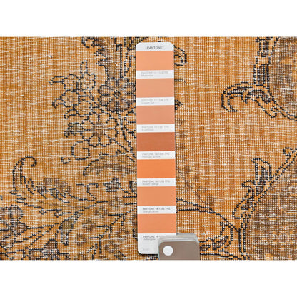 6'1"X9'6" Semi Antique Orange Farsian Tebraz Hand Knotted Clean Wool Rug
